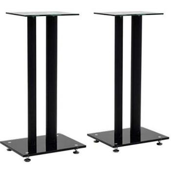 vidaXL Speaker Stands 2 pcs Tempered Glass 2 Pillars Design Black