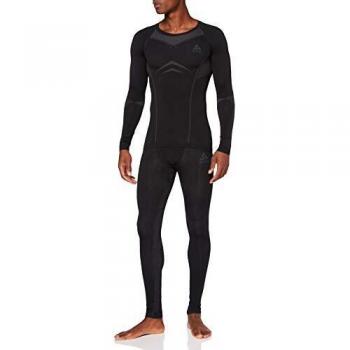 Odlo Juego de Fundamentos Largos Performance Warm Set, Hombre, Negro-Gris Grafito, Extra-Large