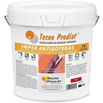 Impermeabilizante Elástico Antigoteras Tecno Prodist - Caucho para Terrazas - 15 Litros (Rojo)