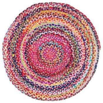Alfombra Yute Redondo Signes Grimalt By Sigris - Alfombra Étnica Multicolor, Diámetro 90 cm, Textil Hogar, Trenzada, Multicolor, 90x90x1cm