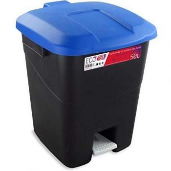Tayg Tapa Azul Contenedor de residuos 50 litros con Pedal, Base Negra