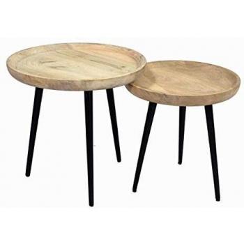 Mesa nido Miliboo en mango y metal PYTA - Madera clara / negro