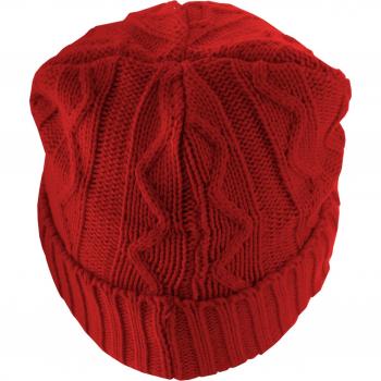 Masterdis Unisex Cable Flap Beanie Hat - Red