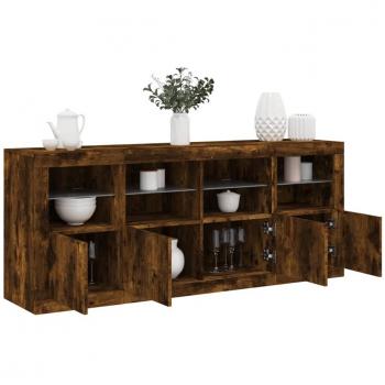 Aparador con luces LED 163x37x67 cm Mueble de Almacenaje de Salón Armarios con Puertas Cajón de Madera Buffet para salón Moderno Armario Auxiliar Armario de Almacenamiento Marrón Rob