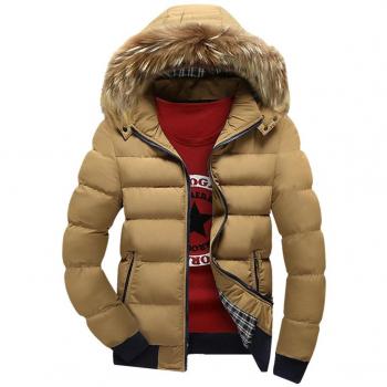 LaoZan Invierno Abrigo Con Capucha abrigo anorak Chaqueta Parka deportiva para hombre M Caqui