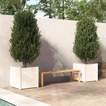 White Solid Pinewood Garden Planters 2 pcs 60x60x60 cm