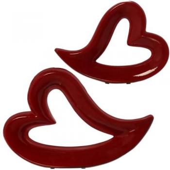 Figura Decorativa Heart Rojo Cerámica 2 Unidades (2 Piezas) Alexandra House Living
