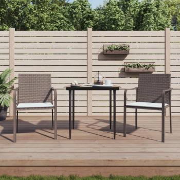 Sillas de jardín con almohadas 2 piezas marrón 56x59x84cm Polyrattan