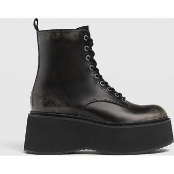 Stradivarius Lace-up Flatform Ankle Boots - Grey