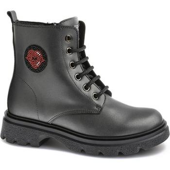 Botas de niña Pablosky - Piel Tech Plata con Adorno de Brillo