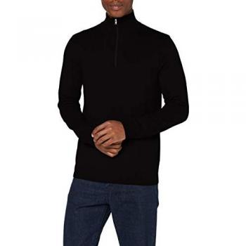 Suéter de punto con media cremallera y cuello alto para hombre, color negro, talla XXL