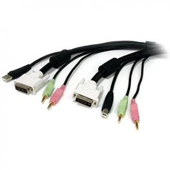 StarTech.com USBDVI4N1A10 - Cable KVM USB DVI 4 en 1 con Audio y micrófono, Color Negro
