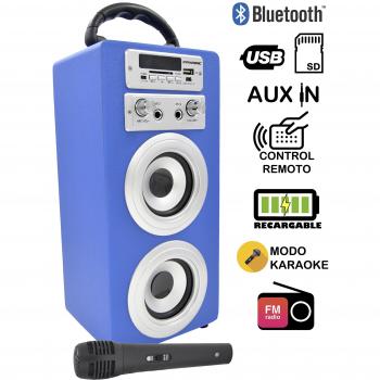 Dynasonic 025 Altavoz con Bluetooth para Karaoke, Azul
