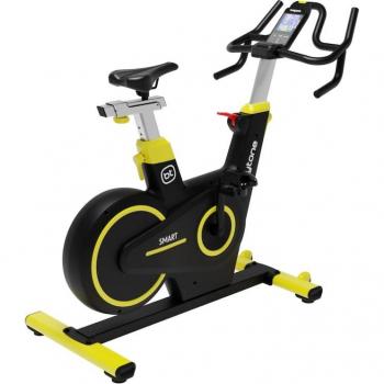 Bicicleta indoor inteligente Bodytone AB350SM, características: diseño compacto, conexión a aplicaciones de fitness, pantalla LCD, resistencia ajustable, sillín y manillar regulables en altura, pedales con correas antideslizantes,