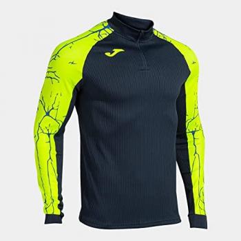 Joma Elite IX Men's Sweatshirt with Half-Zip in Navy and Fluorescent Yellow