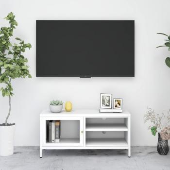 Mueble para el televisor acero y vidrio 90x30x44 cm blanco vidaXL