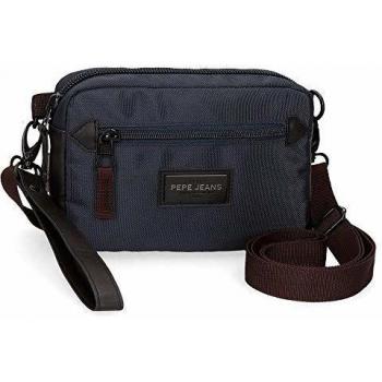 Pepe Jeans Lambert Bolso de Mano con Bandolera Azul 19x13x4,5 cms Poliéster