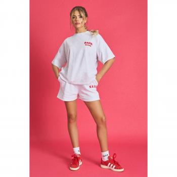 Kaiia Design Sweat Shorts Light Grey Marl and Red