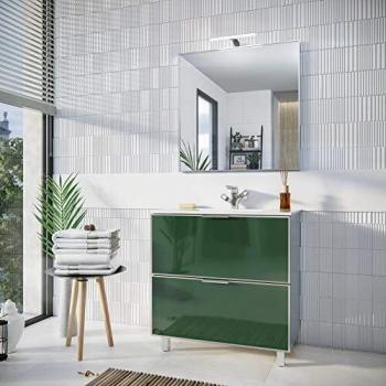 CONSTANKITCHEN Mueble baño 100% Aluminio Inoxidable Modelo Mara 2 cajones de Aluminio con Freno. Varias Medidas con 10 Colores a Elegir. No Incluye Espejo ni Lavabo. Fabricado EN ESPAÑA.