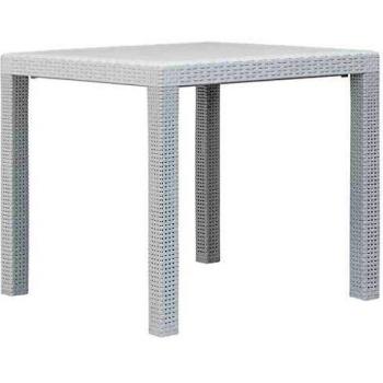 vidaXL Garden Table White 79x79x72 cm Plastic Rattan Look