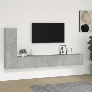 Set de muebles para TV 3 piezas madera contrachapada gris hormigón 100 x 30 x 30 cm