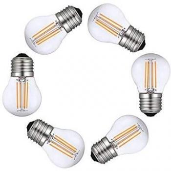 MENTA Bombilla LED esférica E27, 4 W, equivalente a 40 W, blanco cálido 2700k, 400 lúmenes, No regulable, 6 Unidades