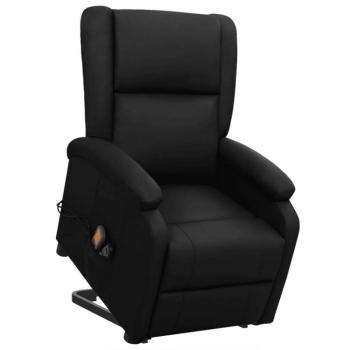 Sillón de masaje elevable de cuero sintético negro vidaXL
