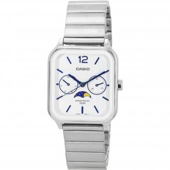 Casio Men's Quartz Analog Moon Phase Watch with Silver Dial and Band - MTP-M305D-7A