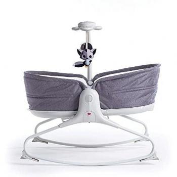 Tiny Love Rocker Napper Cuna mecedora bebé, cuna balancín con vibración relajantes y arco de juego musical, reclinable en 3 posiciones, para bebés 0-6 meses, color Gris