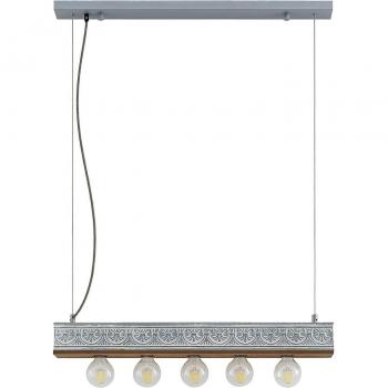 Lámpara colgante 'Mella' Vintage de Lindby, color marrón, material madera e.o., diseño ornamental, 5 luces E27 para salón y comedor