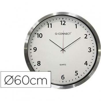 Liderpapel Reloj de Pared plastico Oficina Redondo 60 cm Marco Cromado.