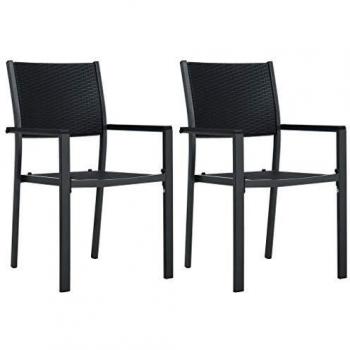 vidaXL Garden Chairs 2 pcs Black Plastic Rattan Look