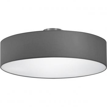 Plafón Trio Lighting Hotel 3 Luces Pantalla Tela Gris Níquel Mate Ø 50 cm