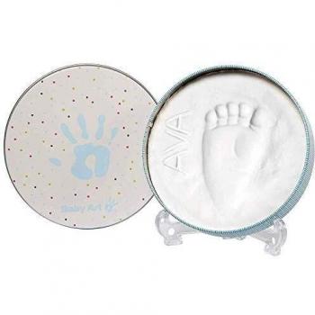 Baby Art Magic Box Ronda Set de decoración de huellas de bebé en arcilla blanca, Regalos para bebés y recién nacidos, Recuerdo memorable de huellas de mano y pie, One