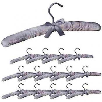 Set de 15 Perchas Forradas de Raso con Lazo, 360° Ganchos Giratorios, 38 cm Ancho, Color Blanco