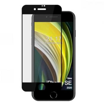 Protector de Cristal Templado Completo 5D Full Glue Negro para iPhone SE 2020