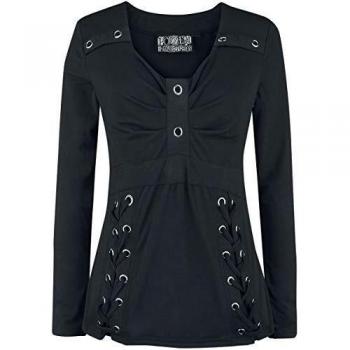 Poizen Industries Reef Top Mujer Camiseta Manga Larga Negro M, 100% poliéster, Regular