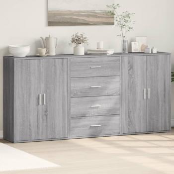 Aparador 3 piezas Sonoma gris 60x31x84 cm madera multicapa y de ingeniería