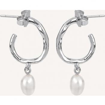 Vidal & Vidal Pendientes Aro con Perla Cultivada Barroca y Cierre de Presión Essentials Plata de 1ª Ley Q3475 para Mujer