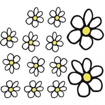 AUTOSTYLE 1/03009 Pegatina Flowers-blanco/amarillo-13.5x15.5cm, White/Yellow