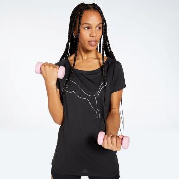 Camiseta Puma Favorite Cat Negra para Mujer, Manga Corta, Talla S