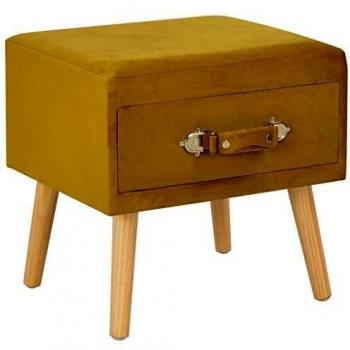 vidaXL Mesita de Noche Casa Hogar Muebles Mobiliario Decoración de la Habitación o el Dormitorio Cajonera Contemporáneo 40x35x40 cm Terciopelo Mostaza