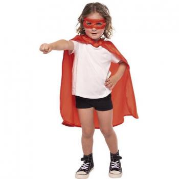 Set de Superheroína Rojo Infantil: Capa y Antifaz