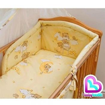 Chichonera para cuna de bebé, acolchado grueso 6 partes + sábana, edredón y almohada diseño 3 Talla:Fits Cot Bed 140x70 cm