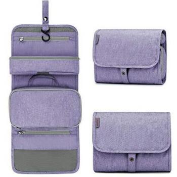 Wind Took Neceser de Hombre y Mujer Bolsa de Aseo Colgante Organizador Cosmético Resistente al Agua Plegable Neceser para Vacaciones Viajes de Negocios Lavanda