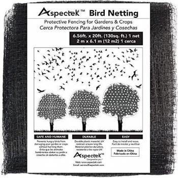 ASPECTEK Redes para Protectora Jardines, Malla antipájaros para Huerta y Paisajes 30 Metros de Largo, Negro, 2 x 6.1 m
