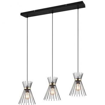 Lámpara Colgante Lineal Trio Rod Negro/Oro 3xE27