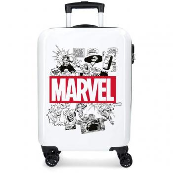 Marvel Los Vengadores Comic Maleta de cabina Blanco 40x55x20 cms Rígida ABS Cierre combinación 34L 2,6Kgs 4 Ruedas Dobles Equipaje de Mano