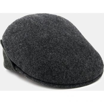 Kangol Wool Flat Cap with Ear Flaps - Unisex, Dark Grey, Size L