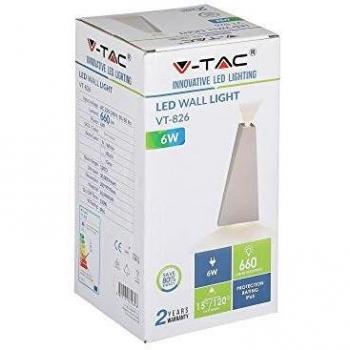 Aplique LED de Pared Pirámide 6W 4000K Carcasa Blanca Doble Haz Luminoso IP65